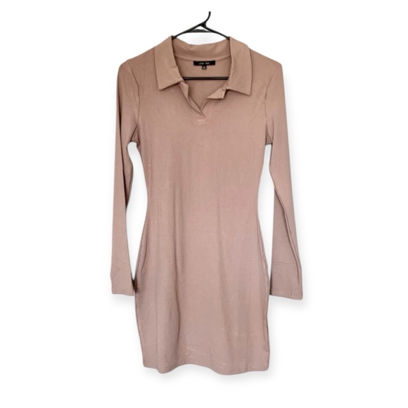 Love Tree Dresses & Skirts - Long Sleeve Ribbed Knit Shirtdress